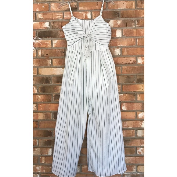 Elle Rae Green and White Striped Jumpsuit Small - Picture 1 of 6